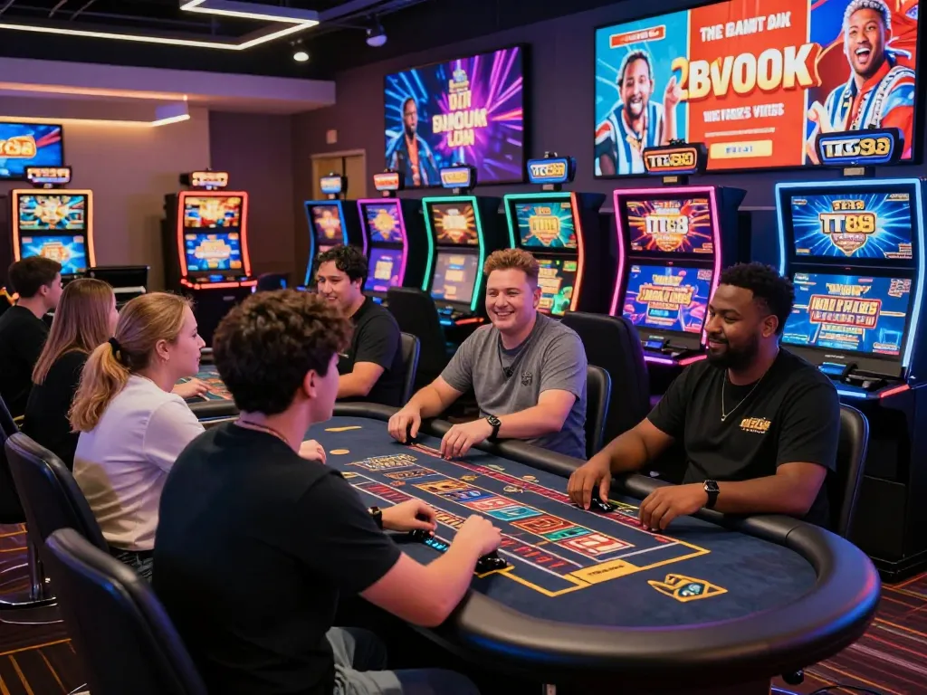Players engaging in exciting games at TT88's online platform, showcasing thrilling slot and live dealer experiences.