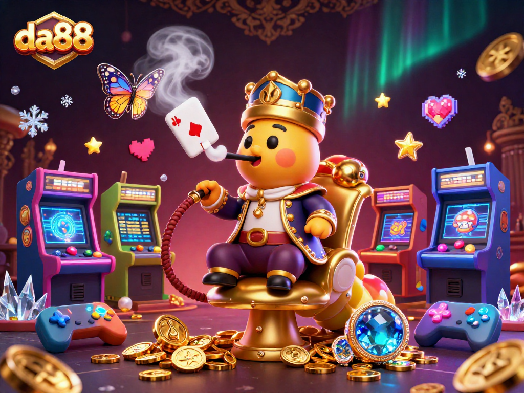 Experience da88's vibrant gaming with a unique 3D casino themed illustration.