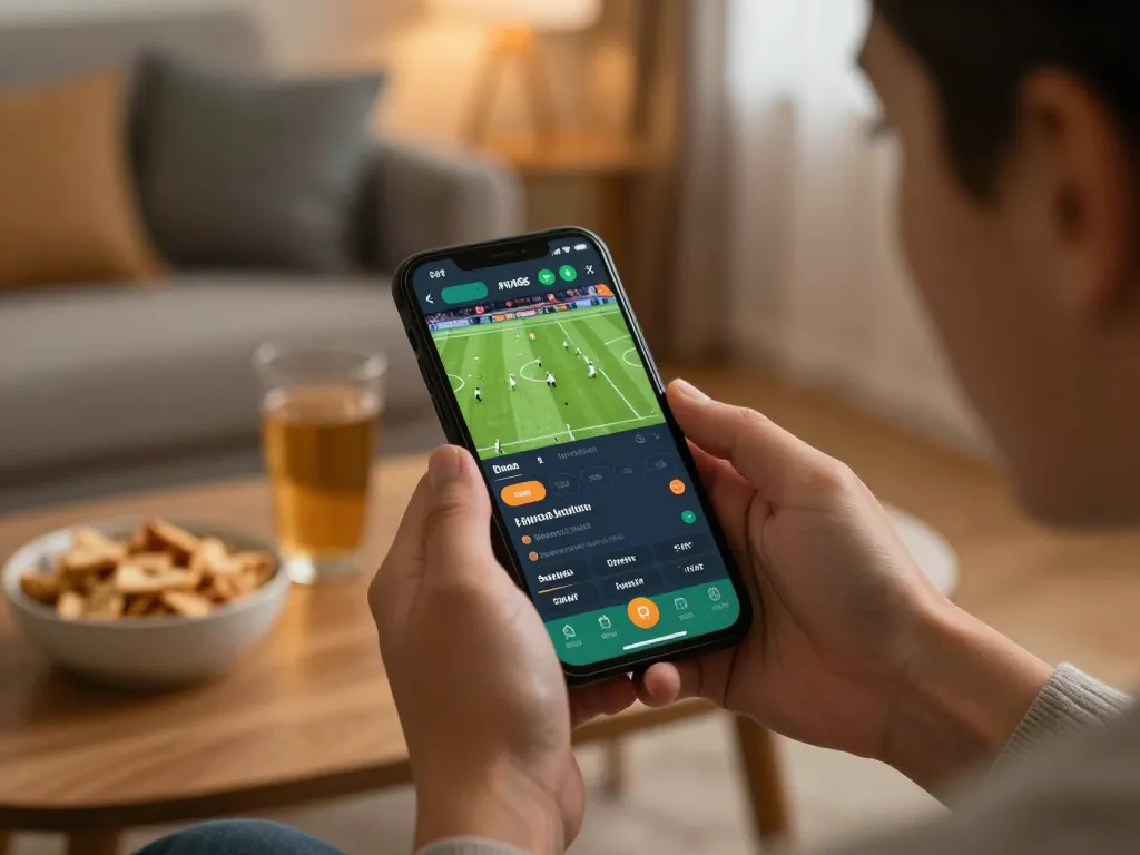 Engaging live betting moment on mm88, smartphone showing real-time sports odds and match info.