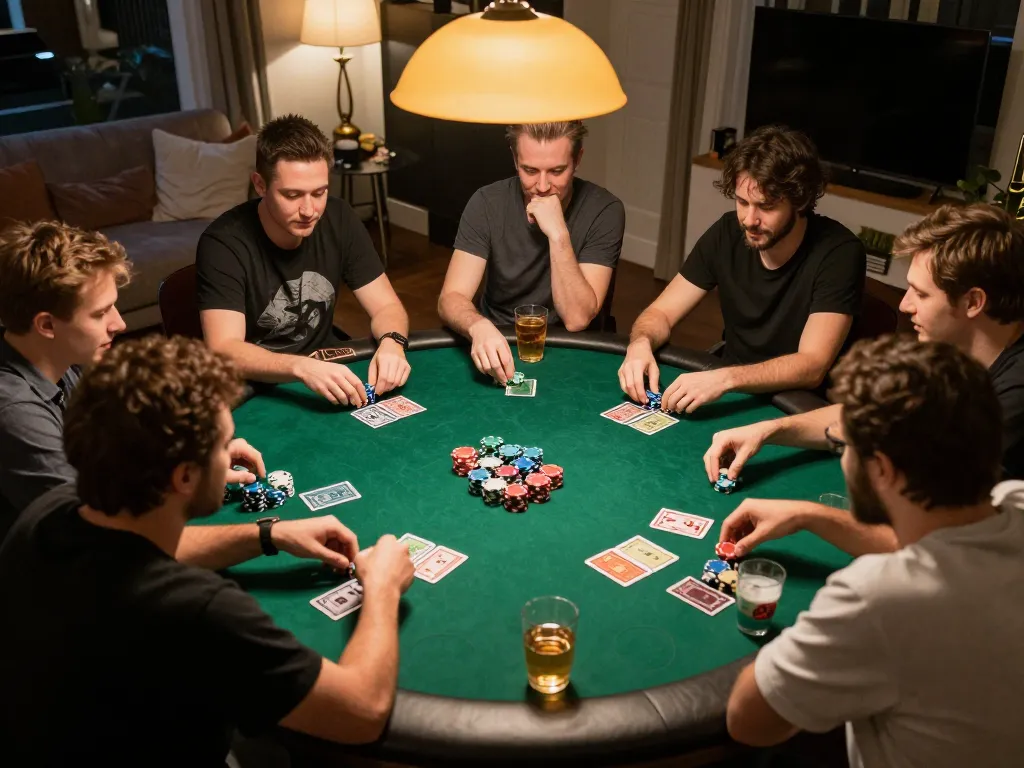 Players enjoying an engaging home poker night with strategic gameplay and vibrant atmosphere at mm 88.