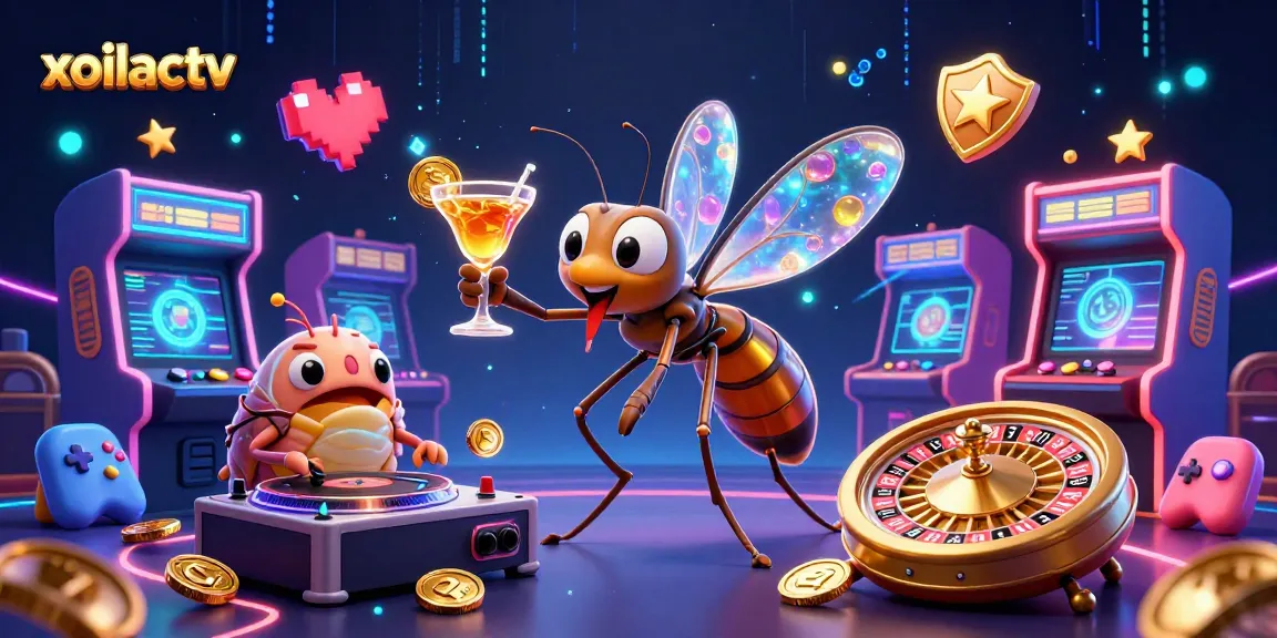 Experience the excitement of xoilactv with dynamic casino mascots and vibrant gaming elements.