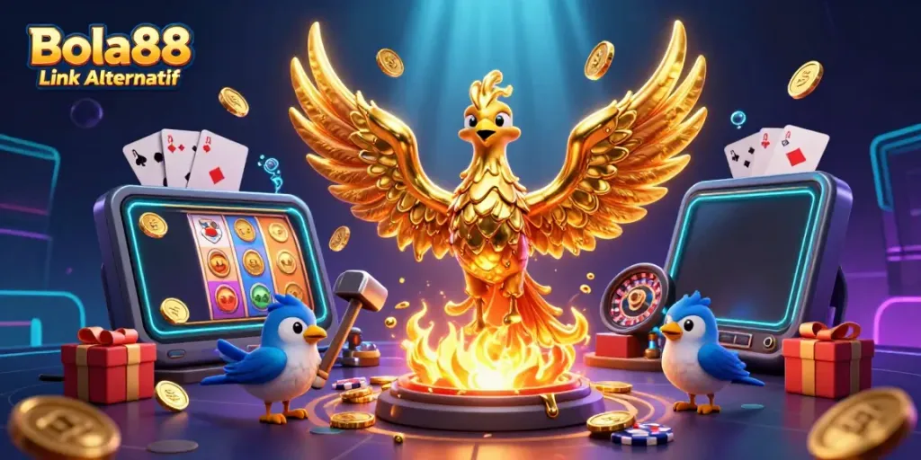 Experience thrilling action with Bola88 Link Alternatif as vibrant casino elements enhance the excitement.