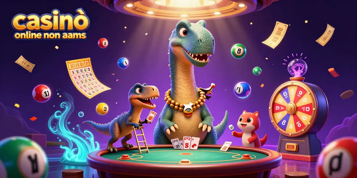 Experience excitement at casinò online non aams with a playful dinosaur theme in a vibrant casino setting.