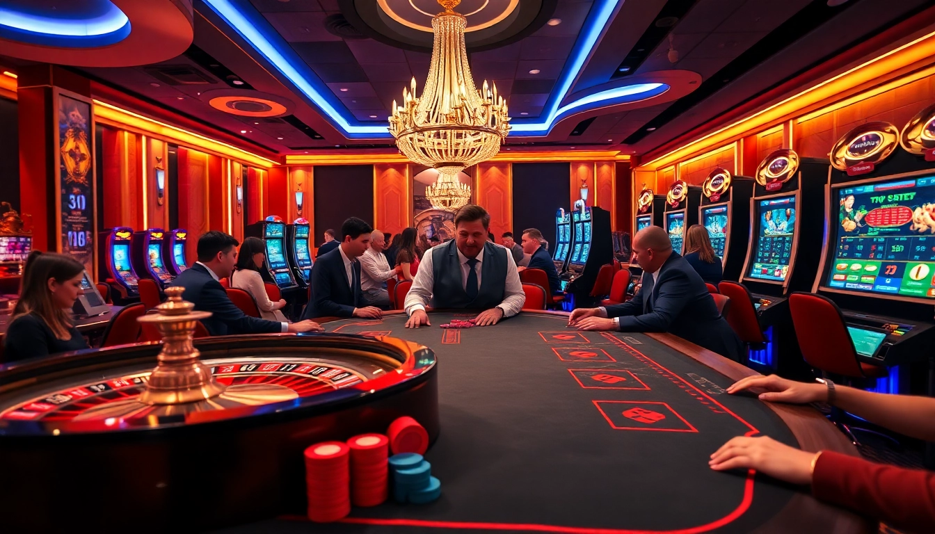Engaging gameplay at nhà cái mmoo with excited players at a vibrant casino table.