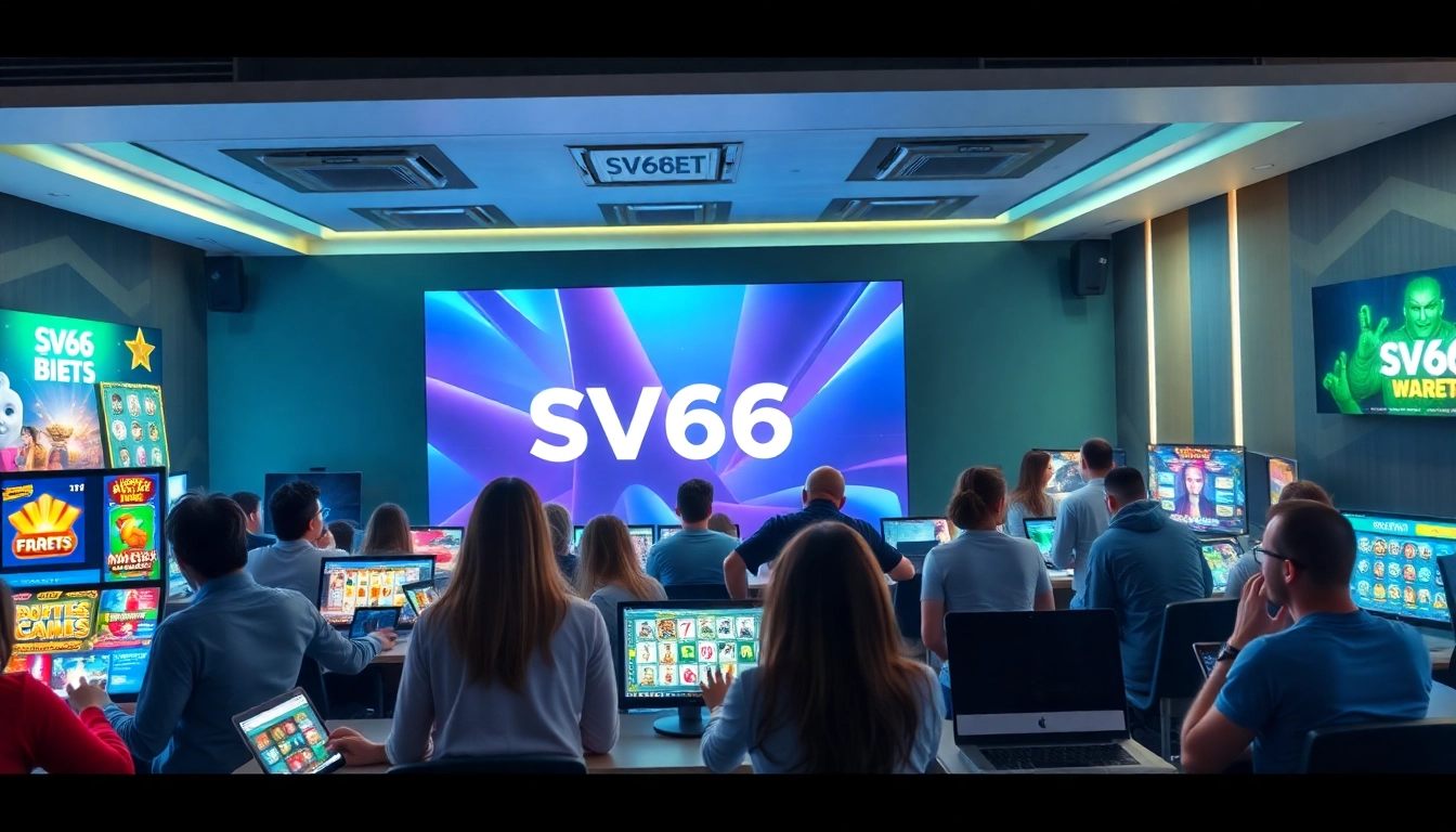 Engaging SV66 BET online gaming scene with diverse players enjoying various games.